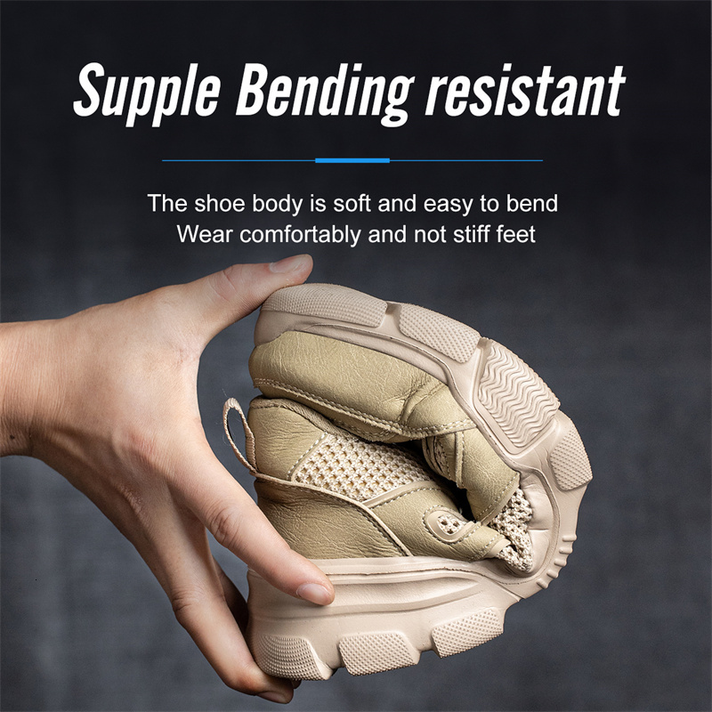 Boots Sepatu Kerja Perlindungan Tenaga Musim Panas Anti Benturan Topi Ujung Besi Bot Keselamatan Nyaman Bersirkulasi Pria Industri 230425