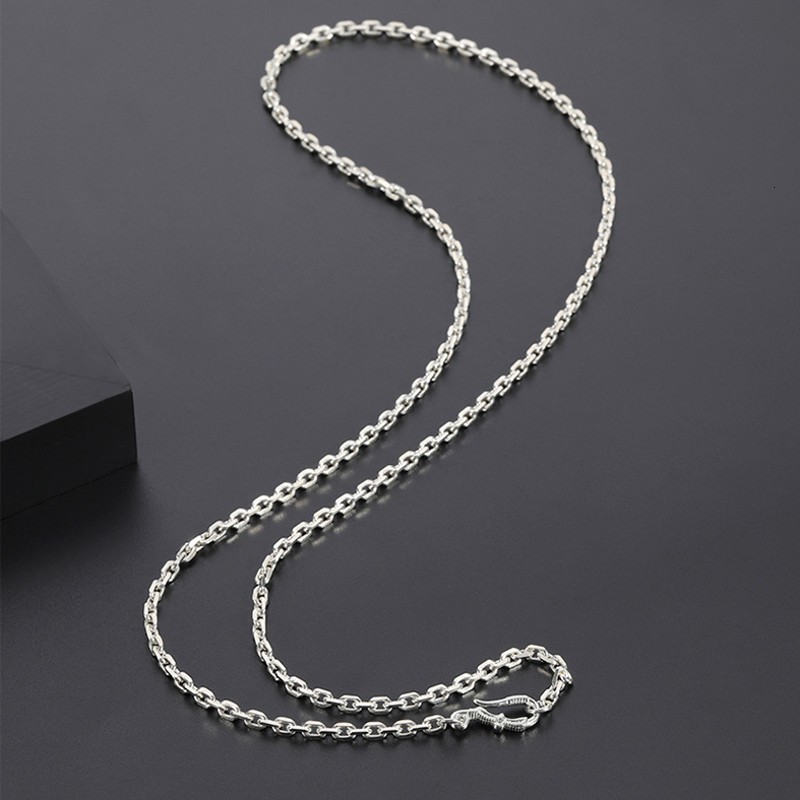 Pendant Necklaces BOCAI Real Pure s925 Silver Man and Woman Necklace Fashion Car Flower Cross Necklace 2.1MM~4MM Retro Long Sweater Chain 230425