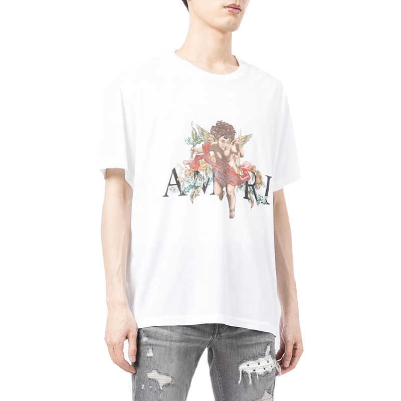Designer Fashion Clothing Tees Tshirt Amiiri Summer Wash Hole Cupid Print Pattern Men's Women's Loose Round Neck Short Sleeve T-shirt Fashion, White
Designer Fashion Clothing Tees Tshirt Amiiri Summer Wash Hole Cupid Print Pattern Men's Women's Loose Round Neck Short Sleeve T-shirt Fashion, White