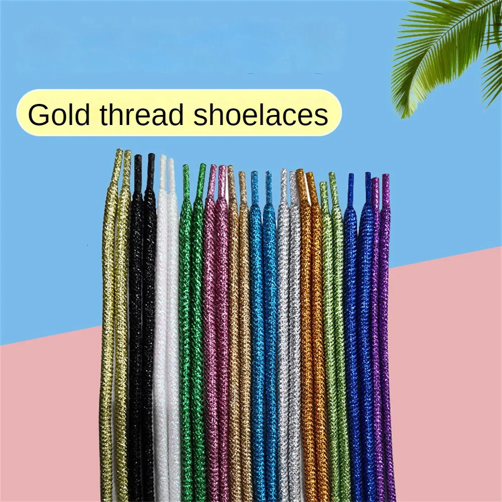 Shoe Parts Accessories 14PAIRS Ribbed Rope Laces Generic 1 Pair Colored Shoelaces Gold And Silver Shiny Useful Belt 231124