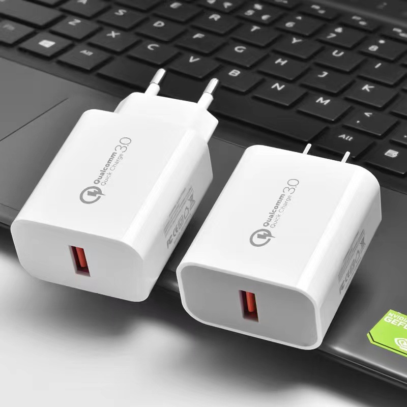 Cell Phone Home Chargers 18W QC3.0 Fast Charger US EU Standard Charging Head Adapter USB Charge No Package