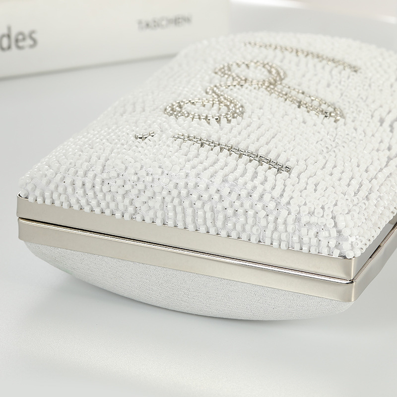 Evening Bags Wedding White Clutch I Do Letter Evening Bags For Women Bridal Clutches Bag Rhinetsone Pearl Beading Wedding Party Handbag Trend 230425