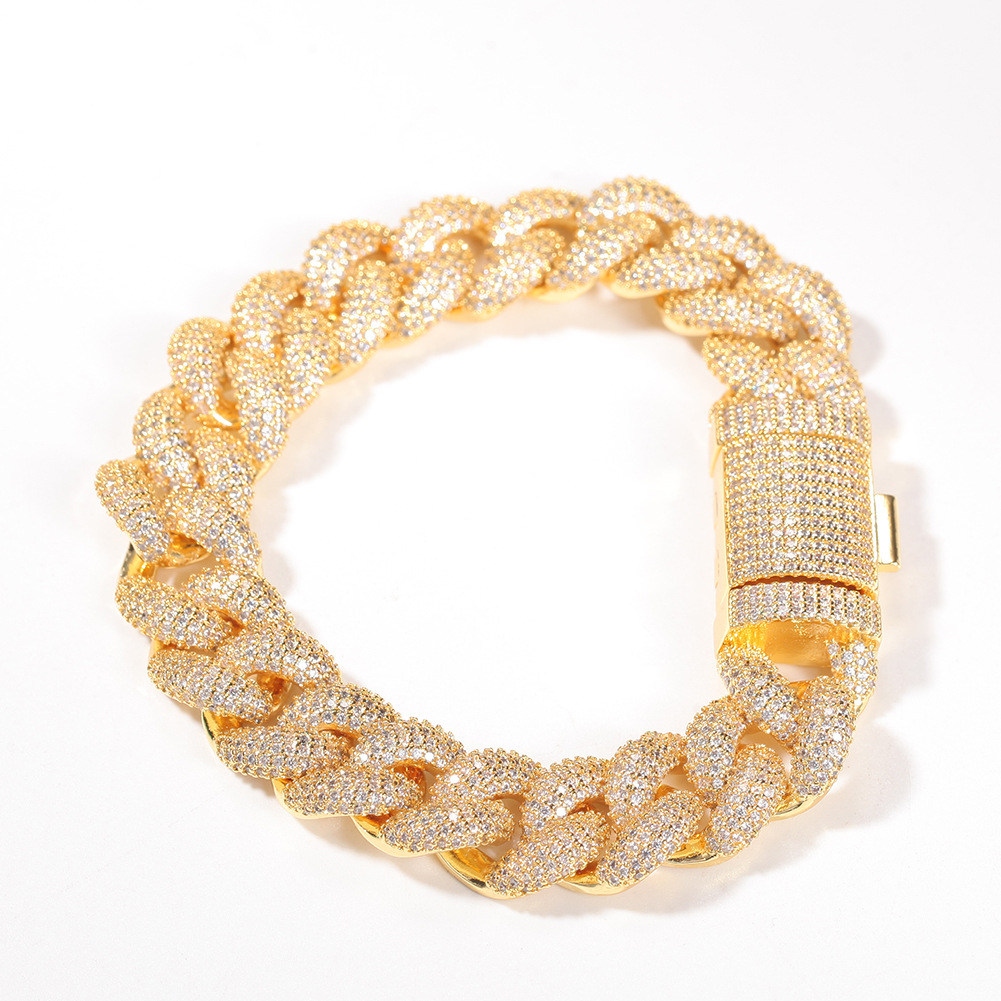 Hip Hop Bracelet Jewelry Iced Out Chain Gold Silver Miami Cuban Link Chains Bracelets for Gift