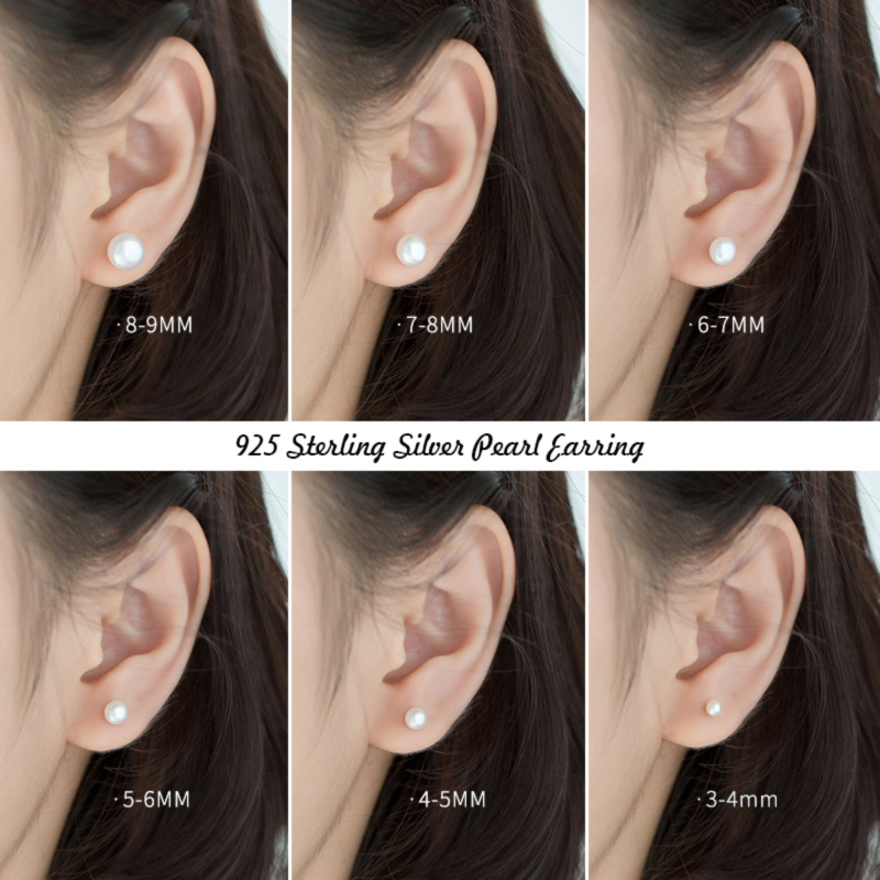 S925 Fresh Water Pearl Stud Earrings Sterling Silver Jewelry for Women Gift