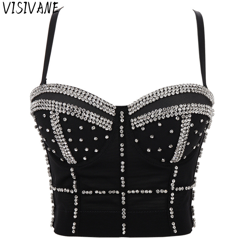 Womens Tanks Camis Visivane Diamond Sequin Tank Top Women Bra Camis Shirt Woman Clothing y2k Shaper Sexy Corset Ladies Crop Tops Blusas 230424