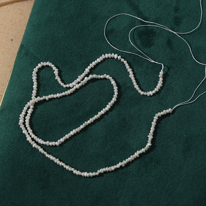 Beaded Necklaces 1.5mm Mini Ssmall Pearl Natural Freshwater Real Pearl Semifinished Jewelry Material Thin Chain DIY Ring Material 230425