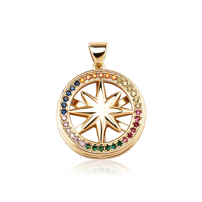 New Fashion Six Pointed Star Zircon Charms Necklace Mens Womens Choker Chain Hip-hop 14k Real Gold Plated Sky Pendant Jewelry Gifts For Guys Rapper Bi