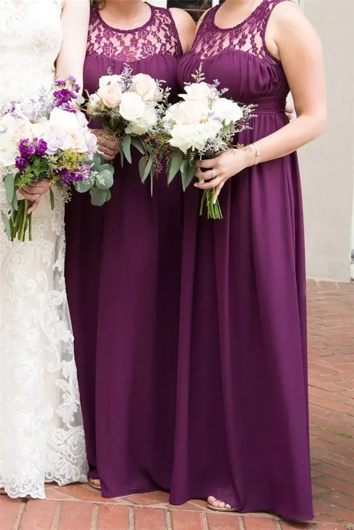 Navy Stock Blue Chiffon Bridesmaid Dresses A E Jewel Neck Ruched Long Formal Prom Party Gown Wedding Guest Gowns Cps