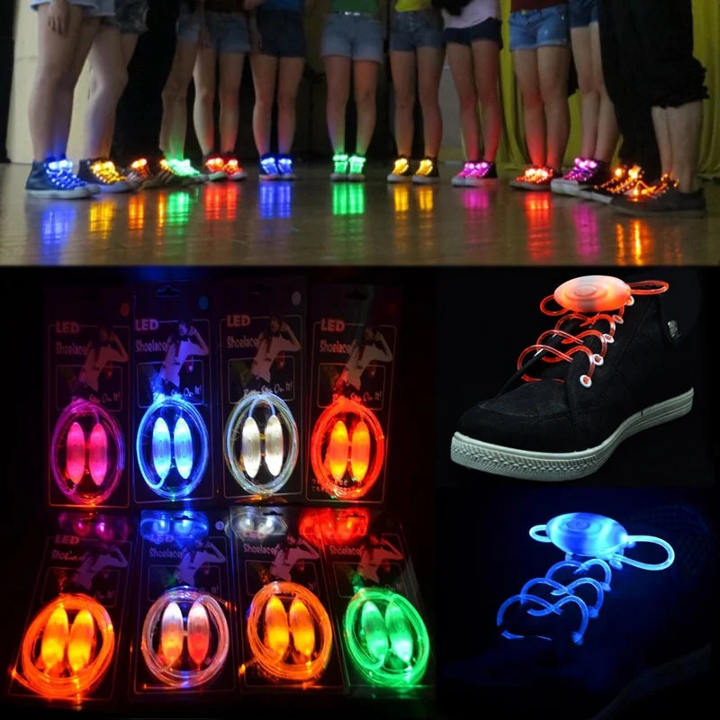 Shoe Parts Accessories LED Laces Luminous Shoelaces Batteries Glow Strings Round Flash Light No Tie Lazy Party Decor 231124