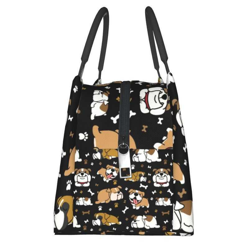 Ice Packs/Isothermic Bags Cute English Bulldog Thermal Insulated Bag British Dogs Lunch Container for Outdoor Camping Travel Storage Meal Food Box J23