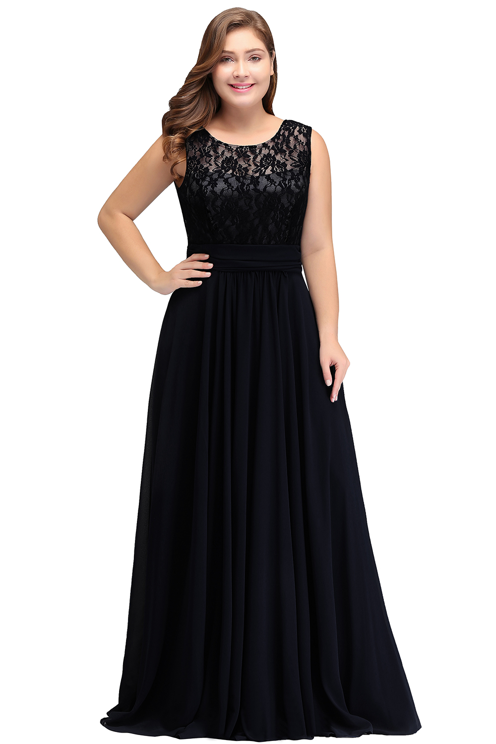 Blue Plus Size Bridesmaid Dresses Long V-back Sleeveless Prom Robe de soiree A-line Birthday Gift Women CPS 526