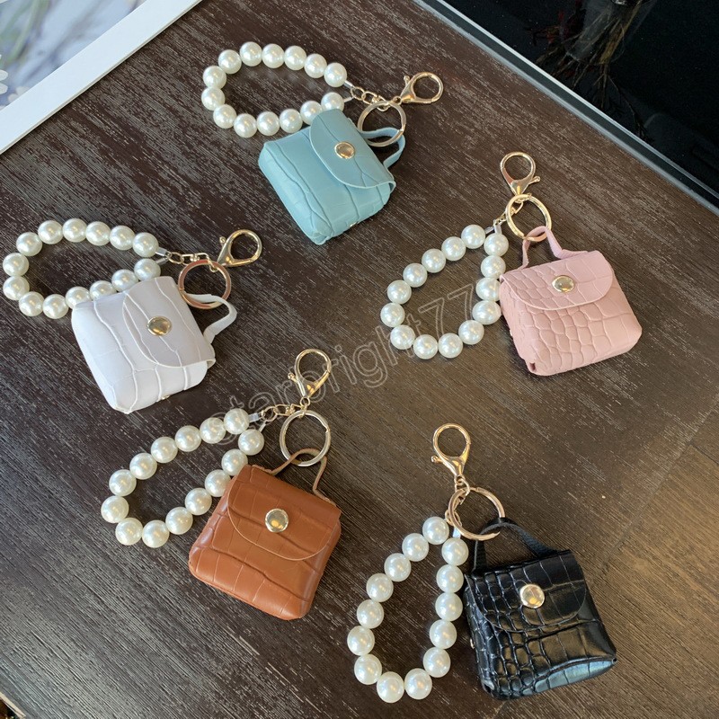 Cute Mini Soft Imitate Pearl Coin Purse Key Ring Small Earphone Box Soft Leather Key Organizer Bag Key Ring Wallet Pouch