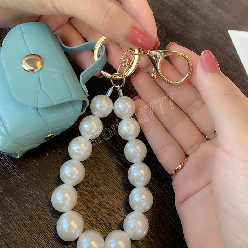 Cute Mini Soft Imitate Pearl Coin Purse Key Ring Small Earphone Box Soft Leather Key Organizer Bag Key Ring Wallet Pouch