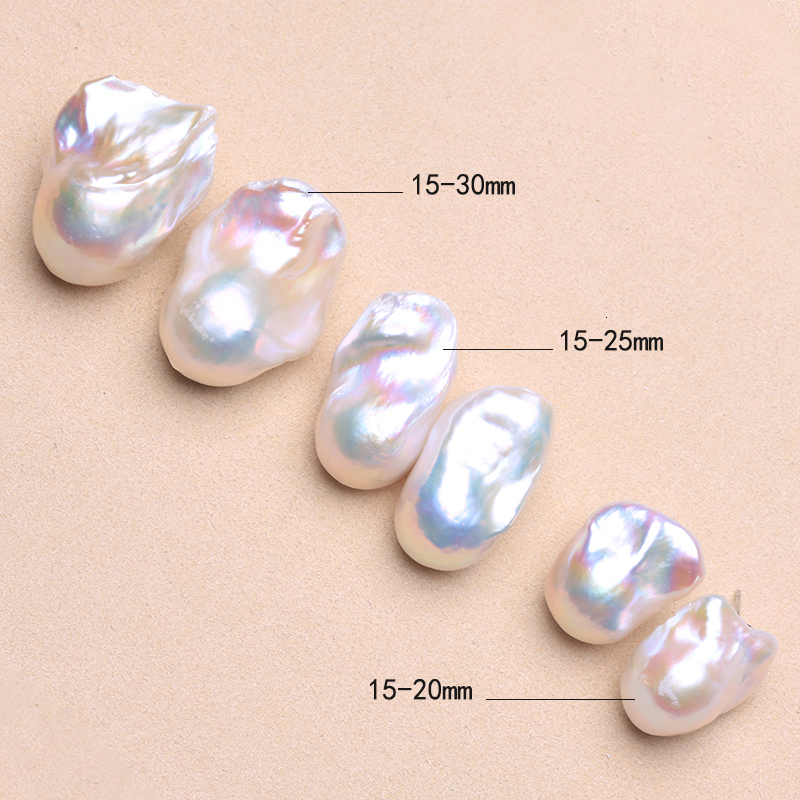 Stud Natural Freshwater Pearl 925 Sterling Silver Large Baroque Pearl Stud Earrings 1525mm INS Fine Jewelry Gifts for Women EA 230425
