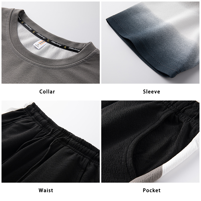 Men's Tracksuits Men Set Fashion 2 PCS Casual Sweat Suit Short Sleeve T-shirt Shorts Sets Male Sportswear Tracksuit Summer Sportsuit 5XL 230425