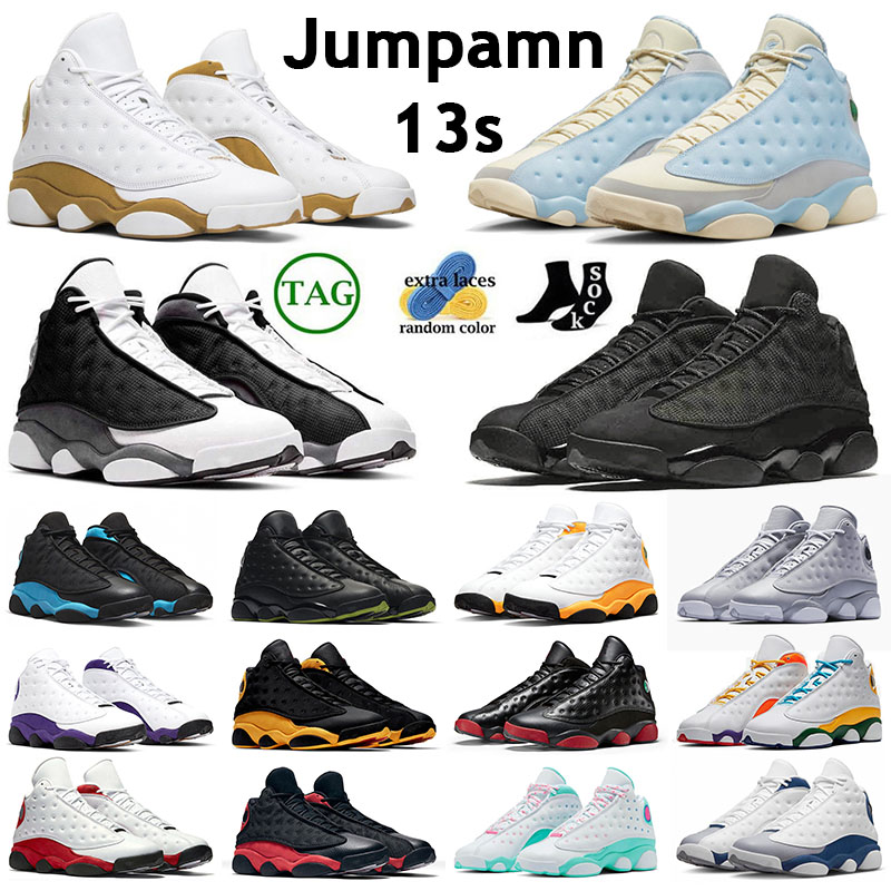 new Celestine Blue Jumpman 13s mens womens basketball shoe Black Flint DMP Black Cat French Blue Wheat Barons Casual Fashion Sneakers big size:36