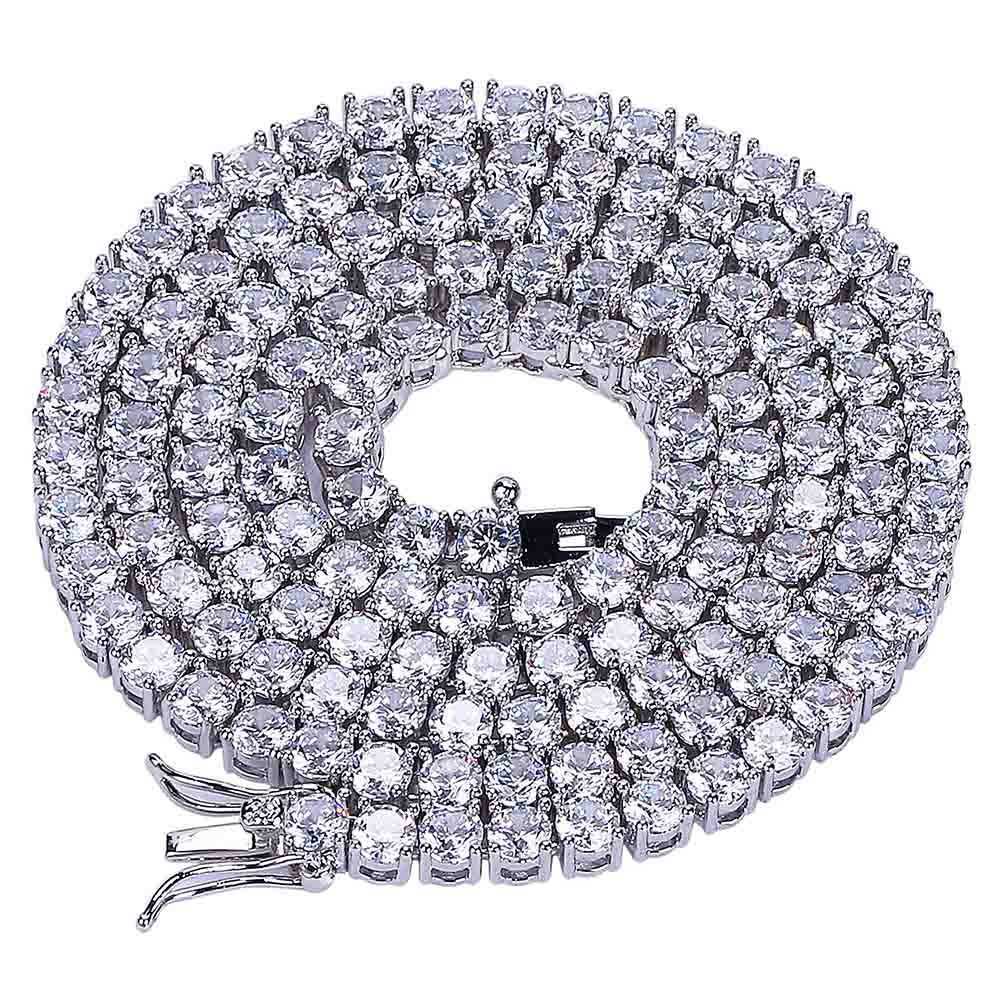 4mm 14-30 Inch Hip Hop Tennis Chain Necklaces Full Diamond Long And Choker Necklace Prong Cubic Zircon Iced Out Cz Stone Crystal Fashion Jewelry For M