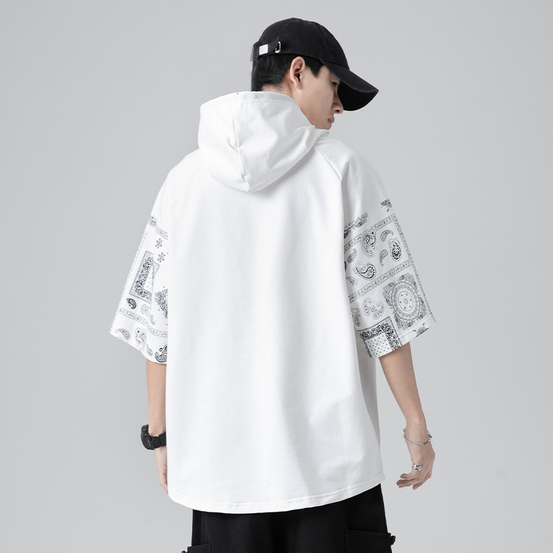 Men's T-Shirts Fashion Summer Hooded T-shirt Men's Harajuku Men's Super Large Paisley T-shirt Casual Cotton T-shirt Street Clothing Top