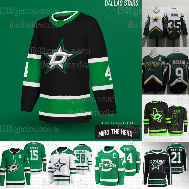 Mens Dallas 9 Mike Modano Stars 35 MARTY TURCO 2023 Stanley Cup Jersey Jason Robertson Vintage Embroidery Cheap Stiched Reverse Retro Hockey Jersey Jamie Benn