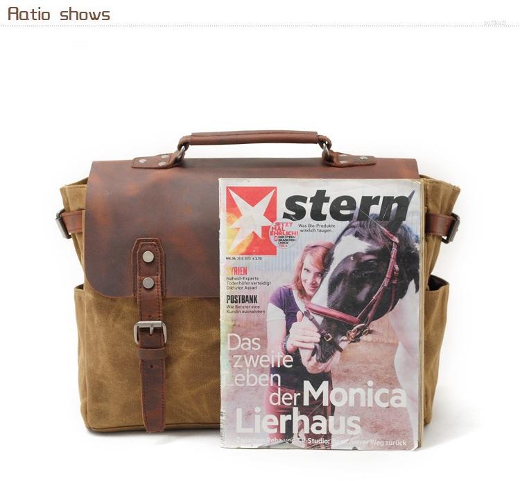 Evening Bags M014 Canvas Cow Leather Briefcase Casual Vintage Unisex Crossbody Bag Bussiness Shoulder Messenger For Women