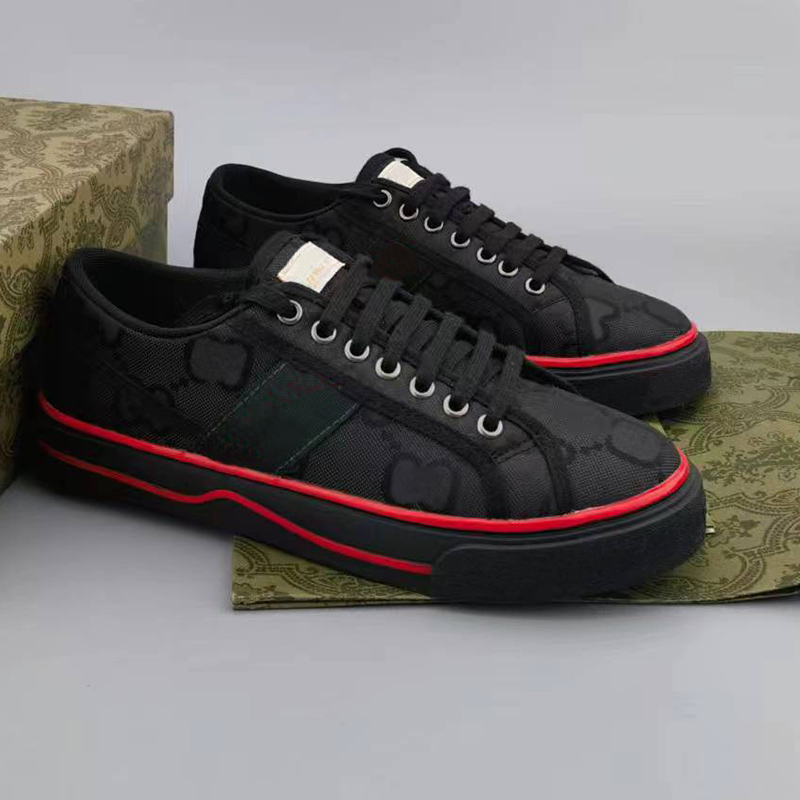 Designer Shoes Tennis 1977 Casual Shoes Designers Mens Shoes Italy Green And Red Web Stripe Rubber Sole Stretch Cotton Low Top Men Sneakers 40-46 Outdoor Shoes 512