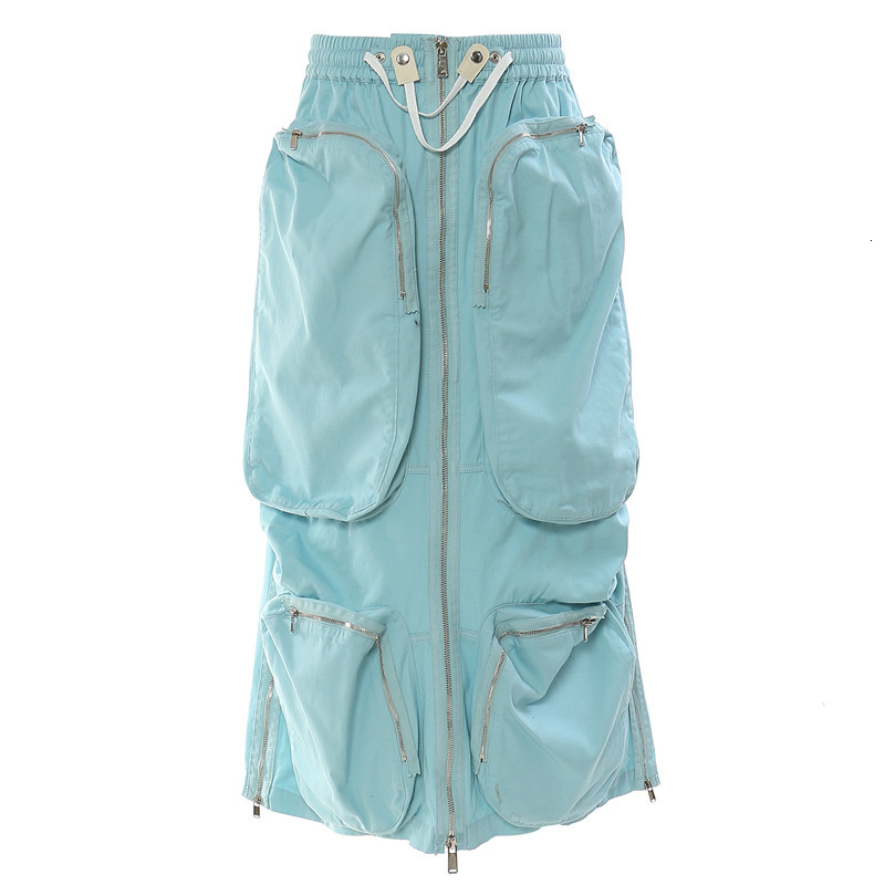Skirts DEAT Fashion Women's Skirt High Waist Camouflage Threedimensional Zipper Pocket Side Split Summer 2023 17A6284 230424