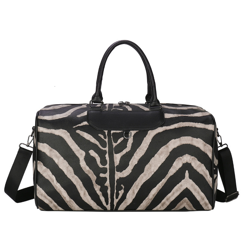 Evening Bags Koper Besar Tas Tangan Pola Zebra Kulit Wanita Bahu Duffers Tote untuk Perjalanan 230425