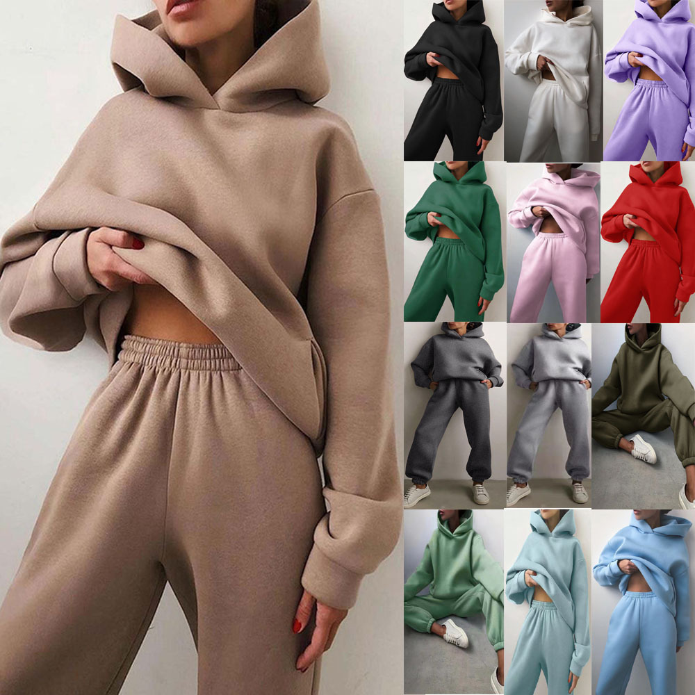 Tracksuit woman Winter Two Piece Sets Women Tracksuit Oversized Suit Autumn Trouser Suits Female Sweatshirt Solid Sports Hoodie Sportswear