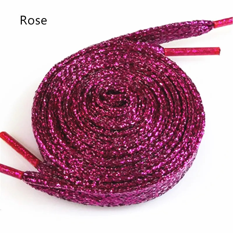 Shoe Parts Accessories 1 Pair Shiny Gold Silver Thread Shoelaces Glitter Flat Sparkly Bootlaces Colors Shimmering 110cm Laces Colored 231124