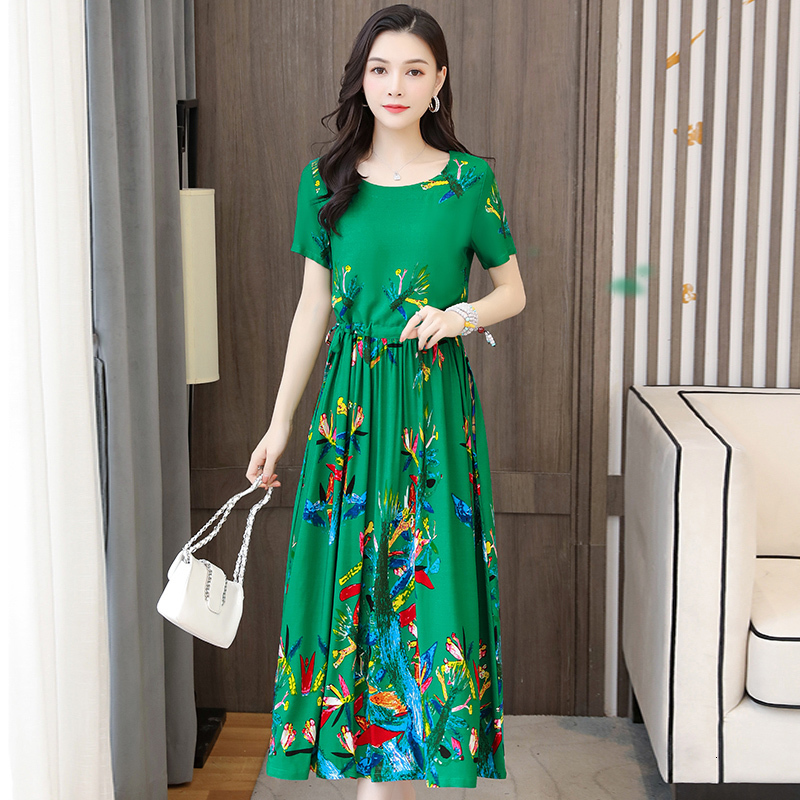 Casual Dresses Printed Oversize Long Dress Women short Sleeve Dresses Female Summer Casual Lady Vestidos 230425