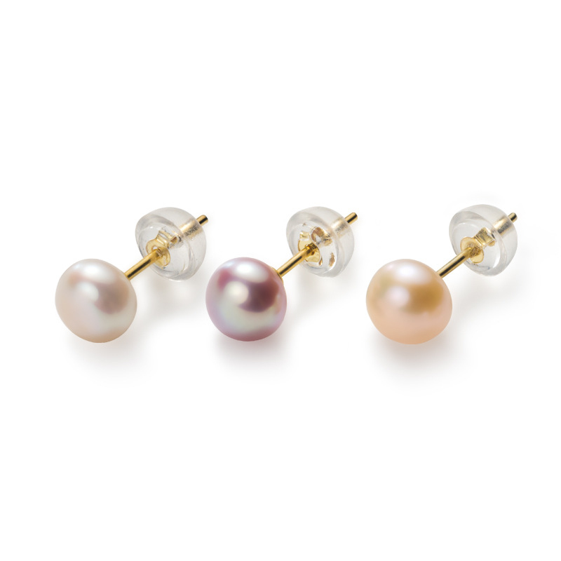 Popular Sterling Silver Fresh Water Pearl Stud Earrings Jewelry for Women Gift