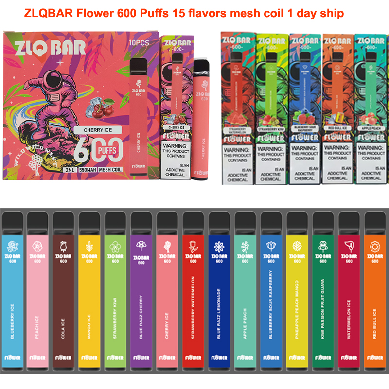 ZLQBAR Flower 600 puffs E Cigarettes Vape Pen 550mah 2ml 2% 0% Disposable Device mesh coils cigarette electronique
ZLQBAR Flower 600 puffs E Cigarettes Vape Pen 550mah 2ml 2% 0% Disposable Device mesh coils cigarette electronique