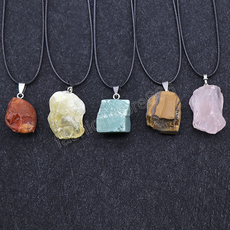 Natural Stone Pendant Irregular Rough Original Crystal Stone Necklace Fashion Charms DIY Jewelry Making Accessories Gifts