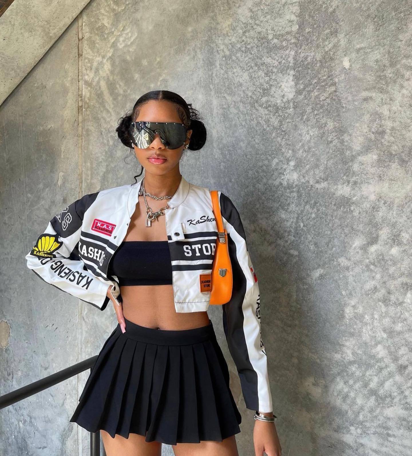 Women's Jackets Autumn Bicycle Street Apparel Cropped Letterman Jacket Coat Women's Cyber Y2K Racing Bomber Printed University Baseball Jack