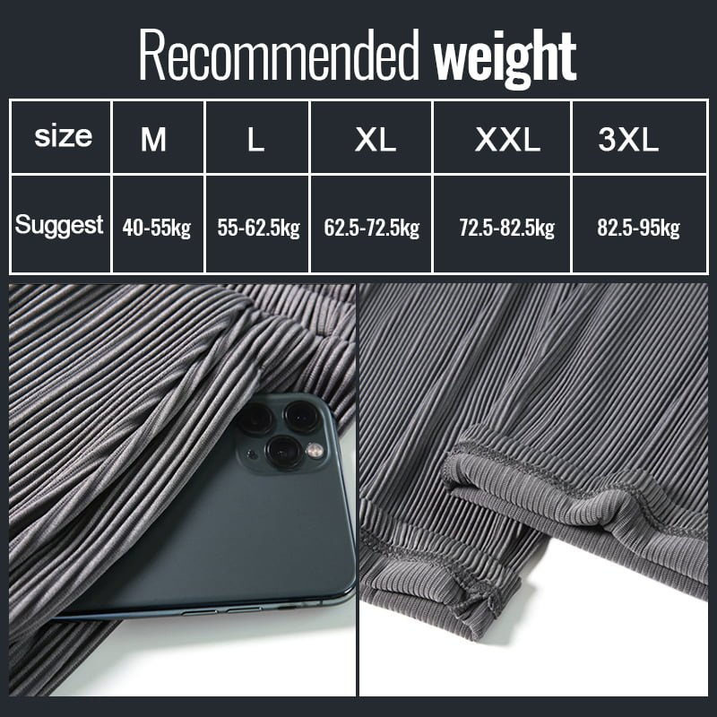 Men's Tracksuits Men's Elastic Silky Casual 2-Piece Set Straight Pleated Sports Pants Summer Thin Section Handsome Drape Suit Mens Clothing 