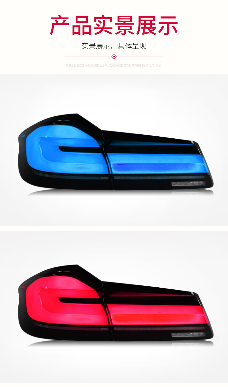 Full LED Taillight Assembly For 5 Series G38 20 17-20 22 Upgrade G30 LCI Lights Blue DRL Turn Signal Running Light