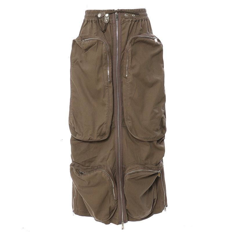 Skirts DEAT Fashion Women's Skirt High Waist Camouflage Threedimensional Zipper Pocket Side Split Summer 2023 17A6284 230424