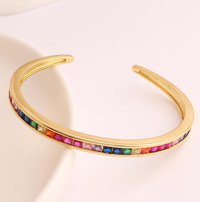 Bangle 1PC Party Gift Rainbow Cubic Zirconia European Women Lady Jewelry Micro Paved Bling Square Cz High Quality
Bangle 1PC Party Gift Rainbow Cubic Zirconia European Women Lady Jewelry Micro Paved Bling Square Cz High Quality