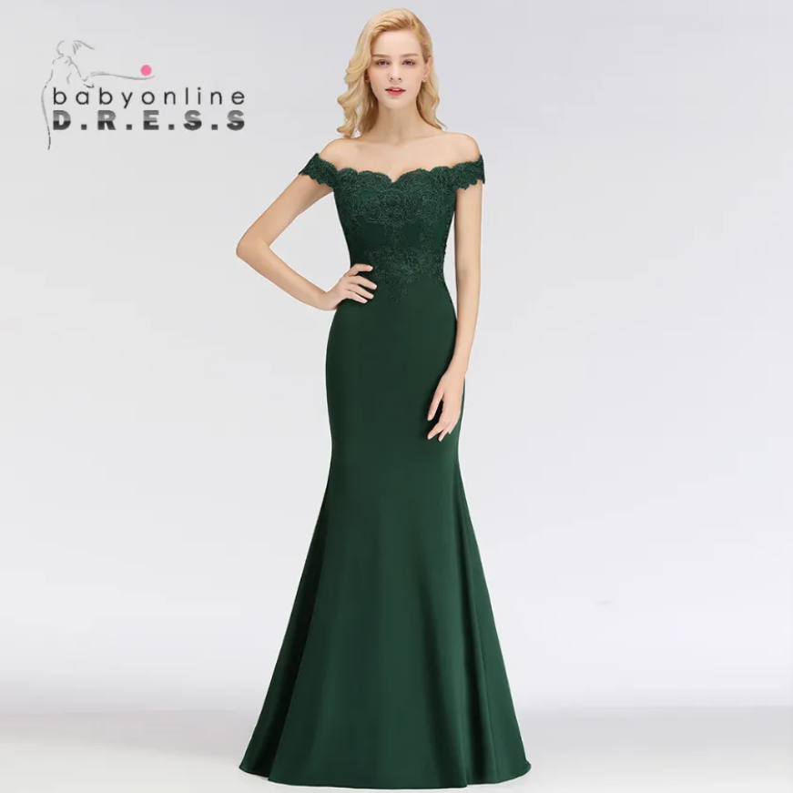 Designed Mermaid Bridesmaid Dresses Elegant Off Shoulder Lace Appliques Backless Long Satin Wedding Guest Party Evening Gowns Cps1080