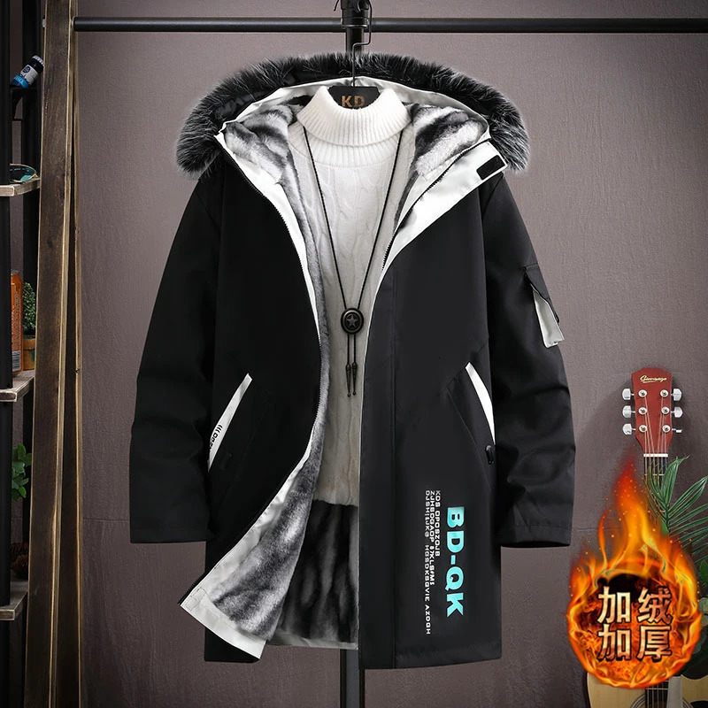 Men s Down Parkas 2023 Autumn and Winter Fashion Trend Long Cotton Padded Jacket Casual Loose Plus Fleece Thick Warm Large Size Coat 231124