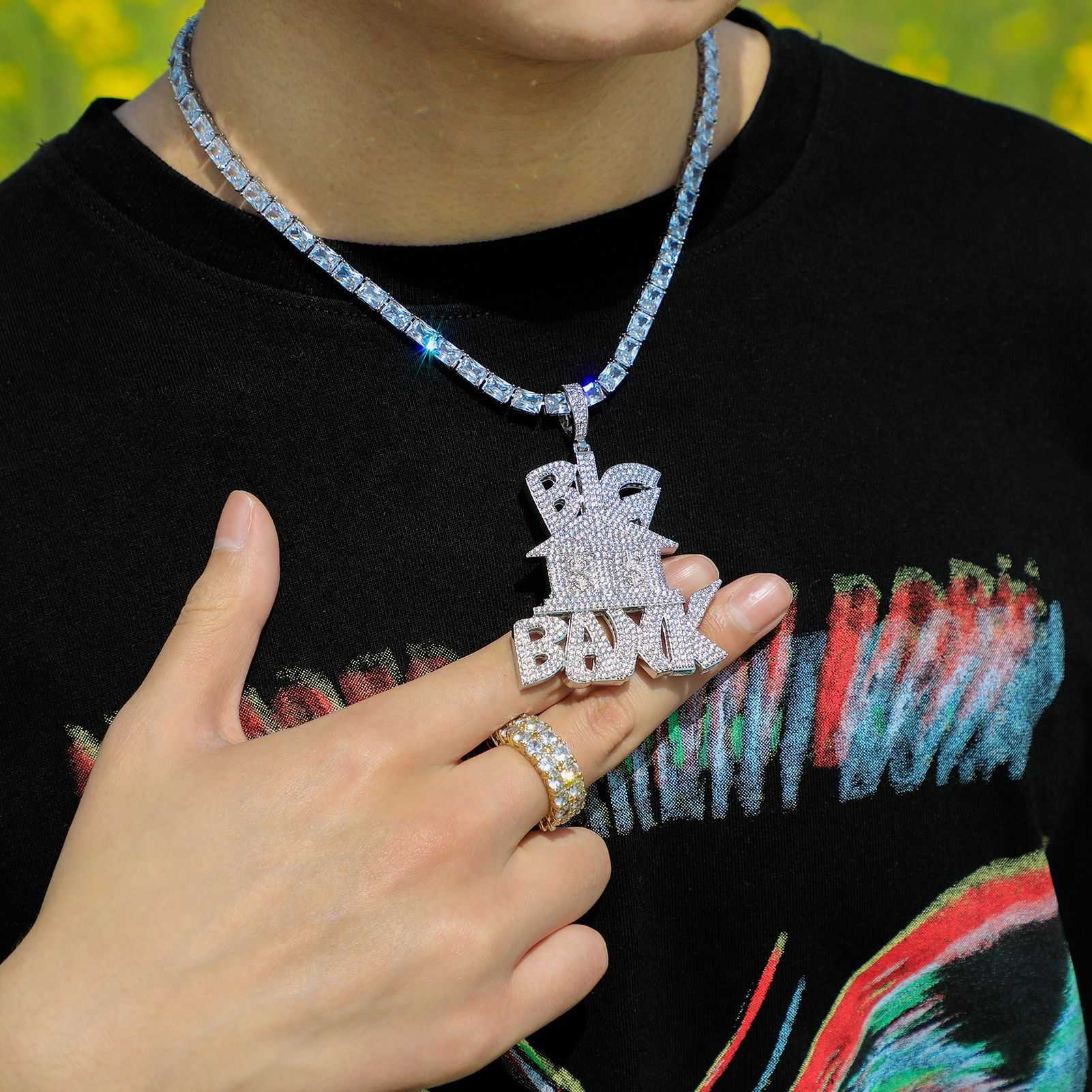 Hip Hop Full Zirconium Big Bank Money Pendant Necklace Dollar Sign Men's Rap Accessories 14k Gold Plated Iced Out Cubic Zirconia Cz Stone Jewelry