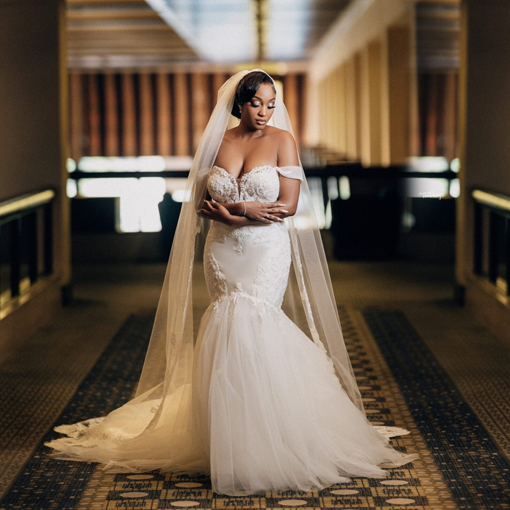 Princess Long Mermaid Wedding Dresses Bridal Gowns Off The Shoulder White Ivory Lace Bride Dress Robe De Mariee