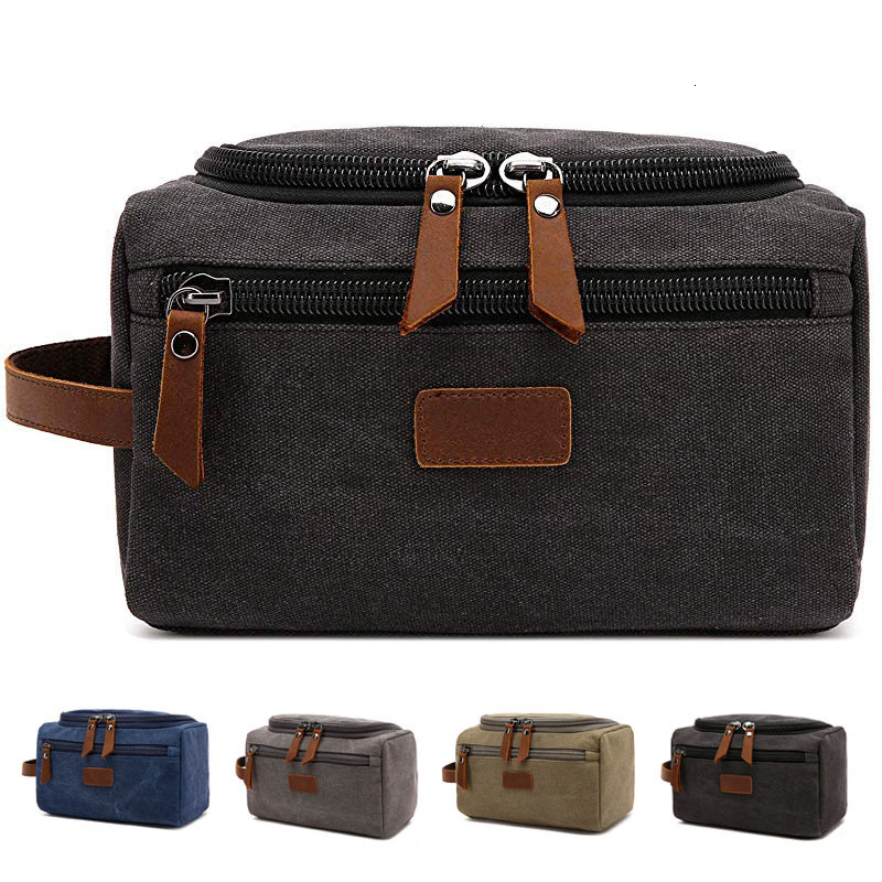 Cosmetic Bags Cases Canvas Toiletry Bag for Men Wash Shaving Dopp Kit Women Travel Make UP Cosmetic Pouch Bags Case Organizer 230425