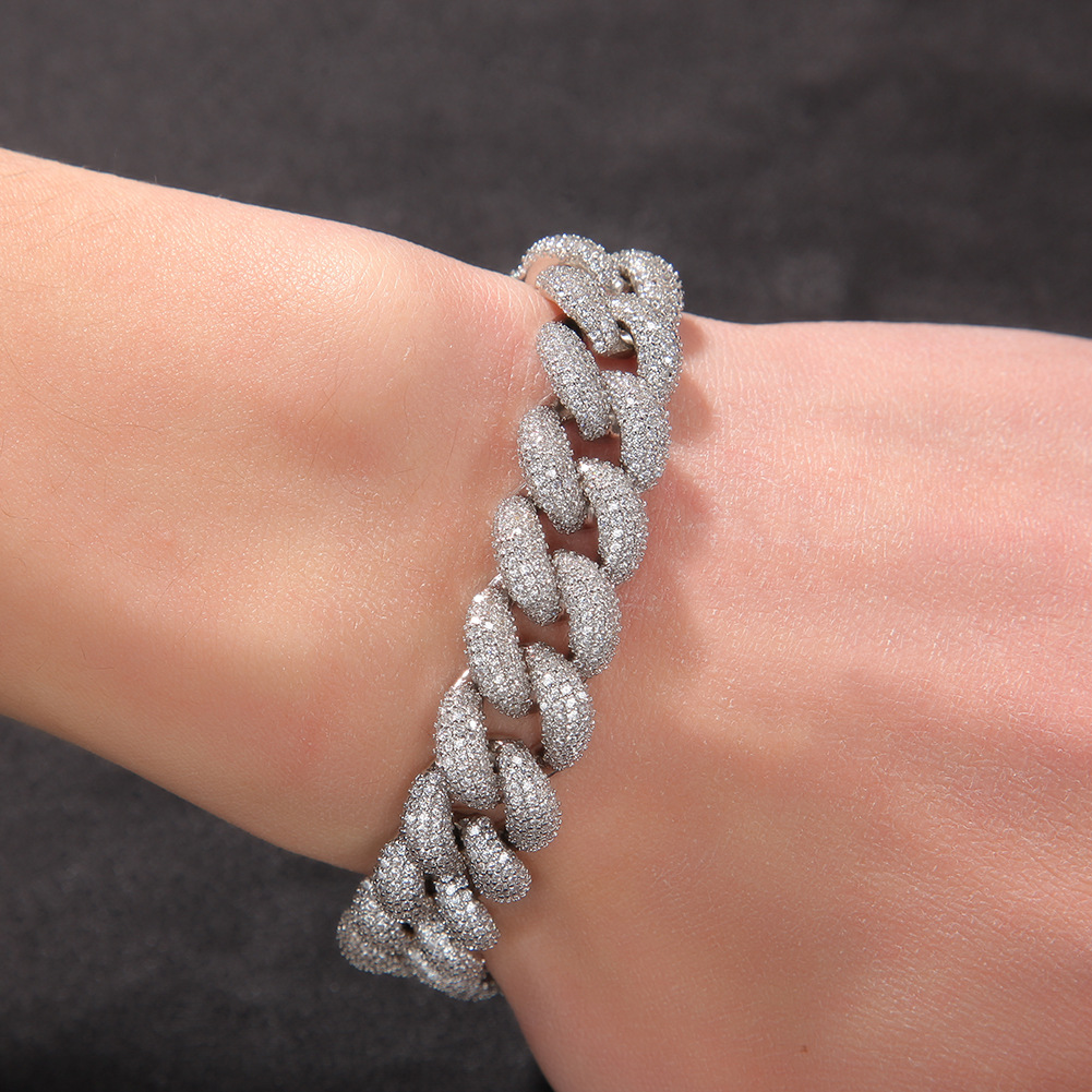 Hip Hop Bracelet Jewelry Iced Out Chain Gold Silver Miami Cuban Link Chains Bracelets for Gift