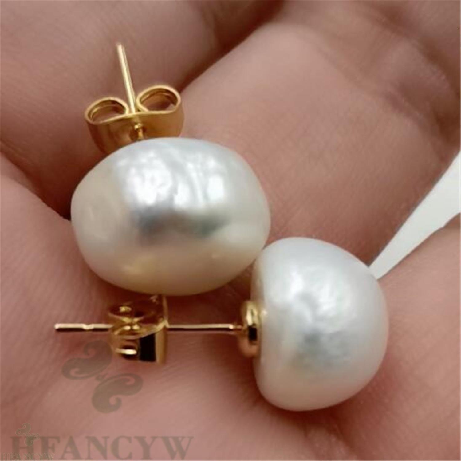 Stud 1214MM Mabe White Baroque Pearl 18K Gold Earrings Classic Ma Bei Personality Gorgeous Delicate 230425