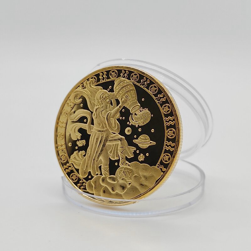 Wholesale 12 Constellations Gold Plated Physical Commemorative Coin Collectible Gift Antique Commemorative Coins Party Favor gift