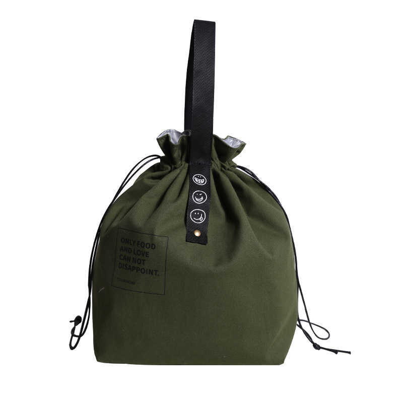 Ice Packs/Isothermic Bags Lunch Bag Canvas Drawstring Thermal Insulation and Cold Storage High Capacity Camping Student Office Worker J230425