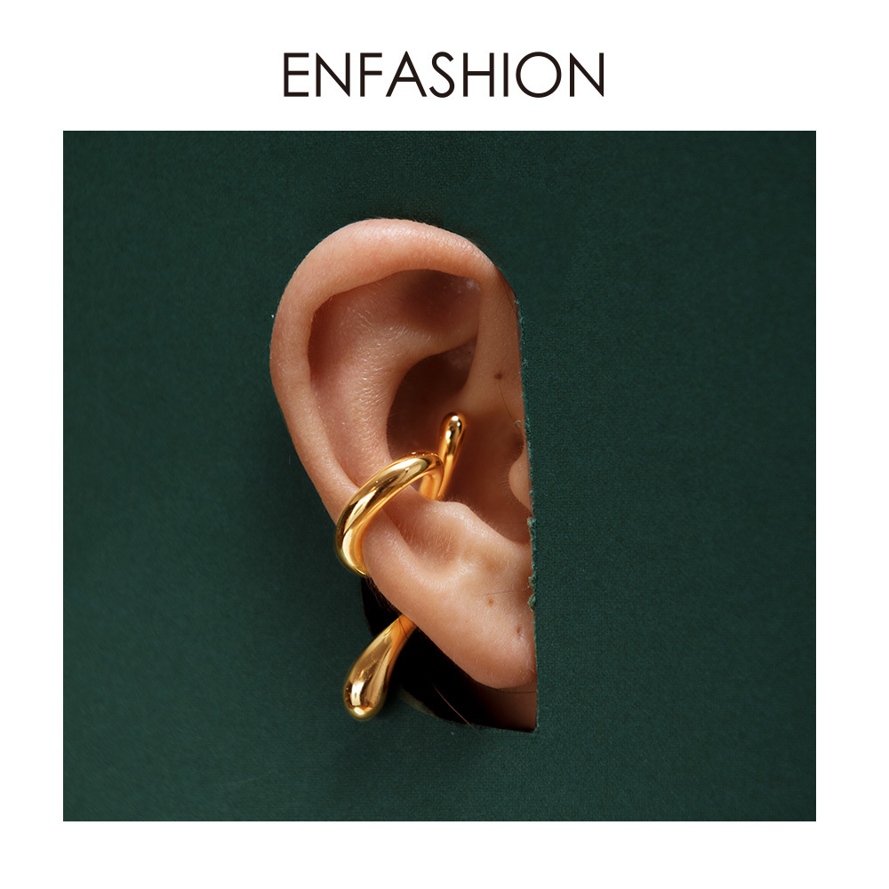 Ear Cuff ENFASHION Punk Curve Ear Cuff Clip On Earrings For Women Gold Color Line Earings Without Piercing Jewelry Oorbellen E191078 230425
