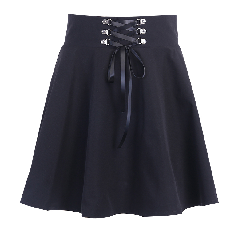 Skirts Women's Basic Versatile Flared Casual Mini Skater High Waisted School Goth Punk Black Harajuku 230427