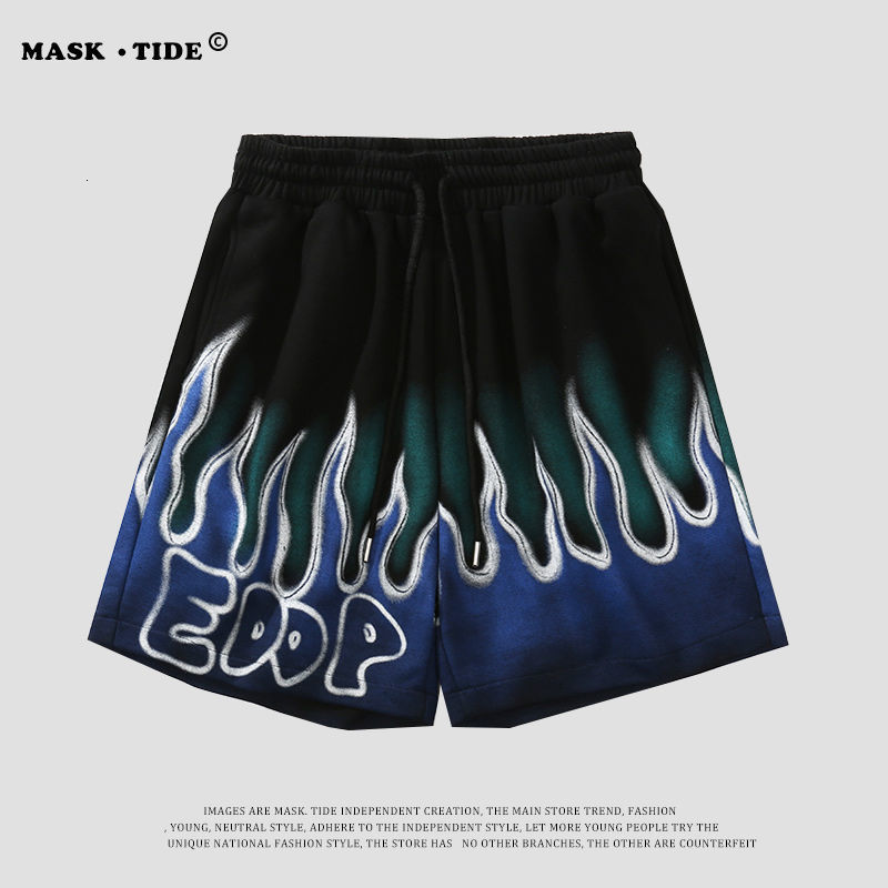 Men's Shorts Men's Summer Shorts Street Clothing Men's Y2k Shorts Tie Dye Flame Casual Shorts Men's Fashion Hip Hop Loose Five Poi